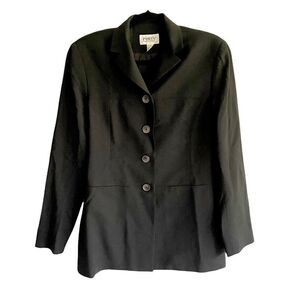 Ports INTERNATIONAL Vintage Wool Long Blazer Jacket Black 6